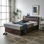 ダブルベッドフレーム(OP IB キャビネット 宮・照明付き たて開き 深型 MBR) 2枚目画像