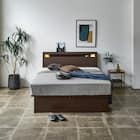 ダブルベッドフレーム(OP IB キャビネット 宮・照明付き たて開き 深型 MBR) 3枚目画像