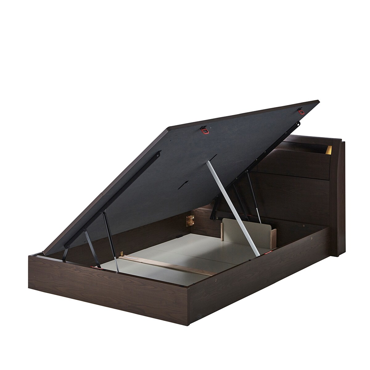 ダブルベッドフレーム(OP IB キャビネット 宮・照明付き よこ開き 浅型