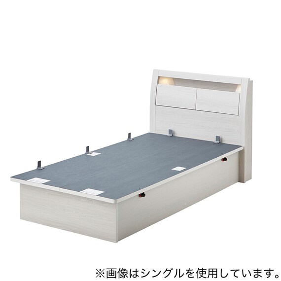 ダブルベッドフレーム(OP IB キャビネット 宮・照明付き よこ開き 深型 WW) 7枚目画像