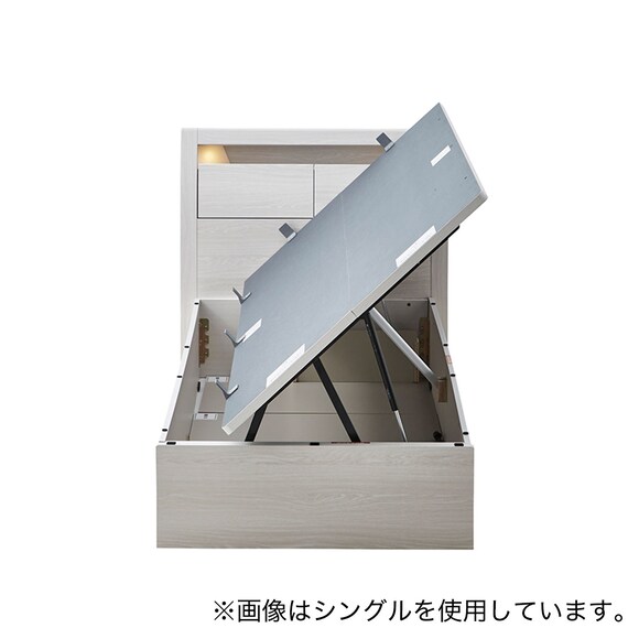 ダブルベッドフレーム(OP IB キャビネット 宮・照明付き よこ開き 深型 WW) 8枚目画像