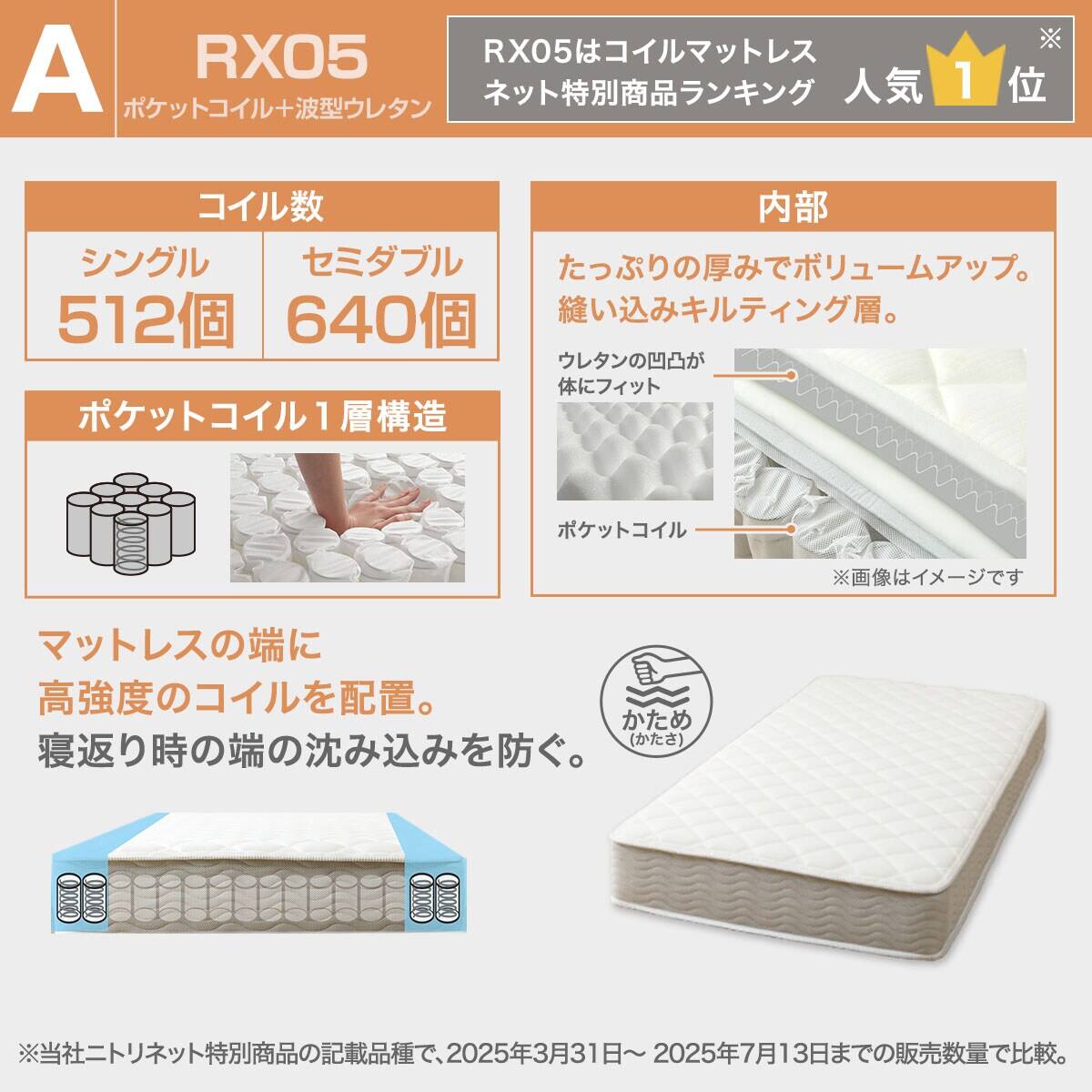 すのこベッド + マットレスセット セミダブル (BF501 S GY/RX05EC