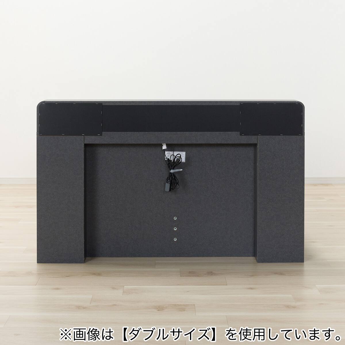 収納付きベッドフレーム セミダブル 仕切り棚・サイド収納・ライト付き
