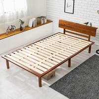 セミダブル棚付き 頑丈ロングすのこベッド (DBR)