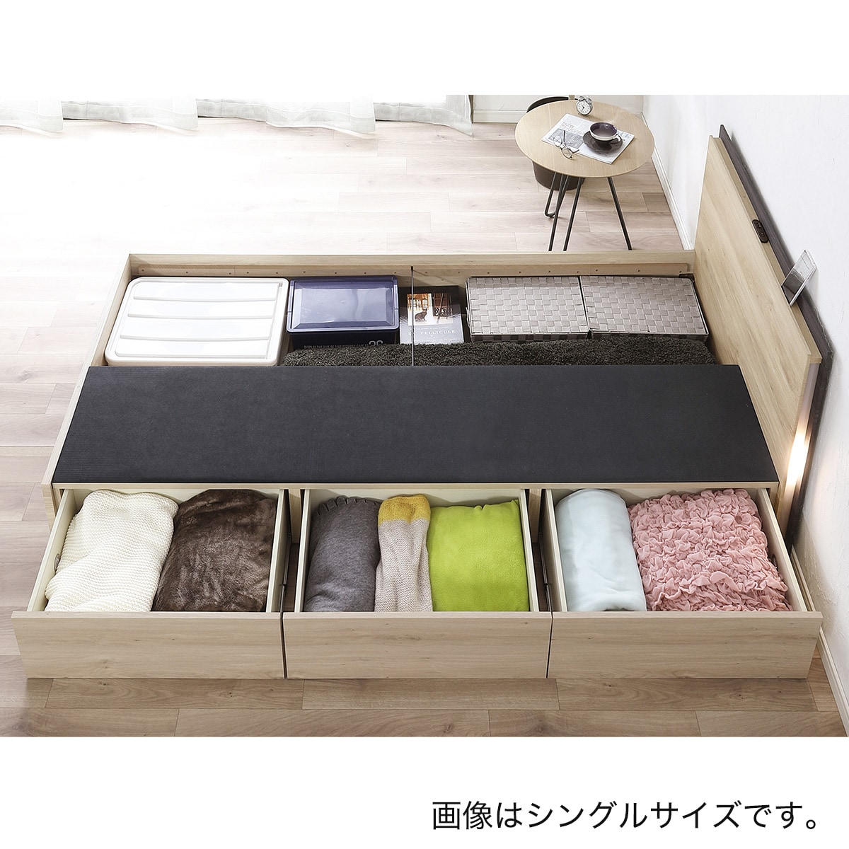 引取限定　ダブルベッド　解体可能　フレーム　ニトリ　引き出し　ライト　コンセント 引取限定 ダブルベッド 解体可能 フレーム ニトリ 引き出し
