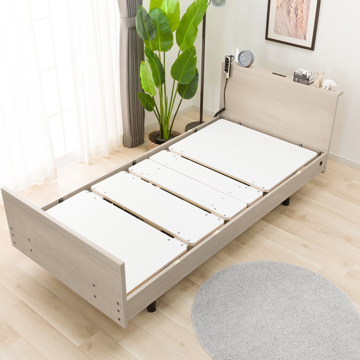 非課税】電動シングルベッドフレーム + マットレスセット(NS002 3M GW