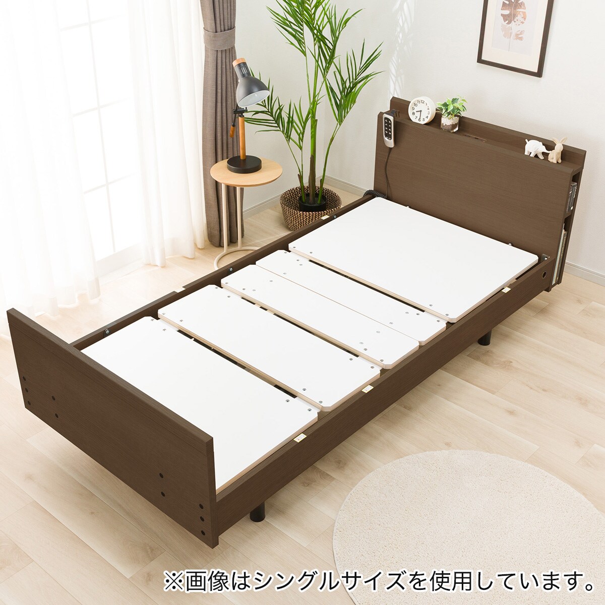 電動セミダブルベッドフレーム + マットレス + サイドガードセット