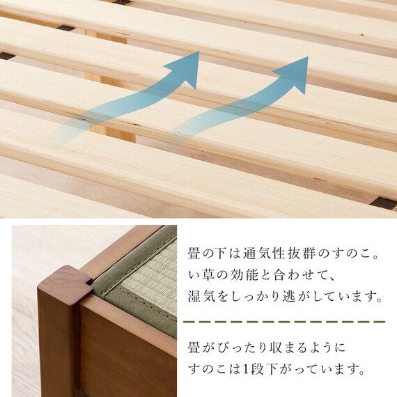 シングル　組立簡単天然い草ベッド (ライトブラウン) 13枚目画像