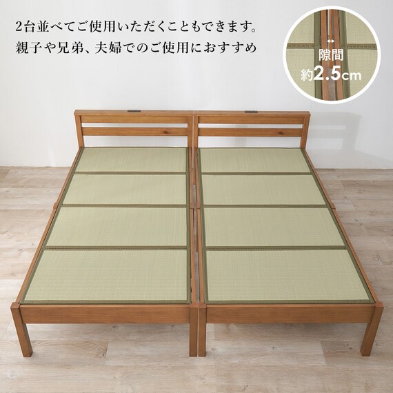 シングル　組立簡単天然い草ベッド (ライトブラウン) 18枚目画像