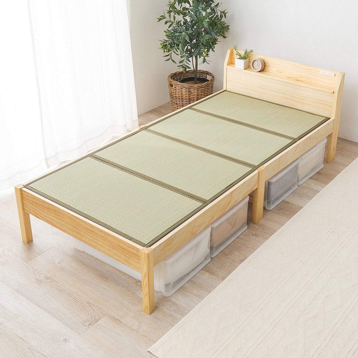 【ニトリ】シングルベッド コンパクトセミショートシングル折りたたみベッド(幅84×奥行190cm WH