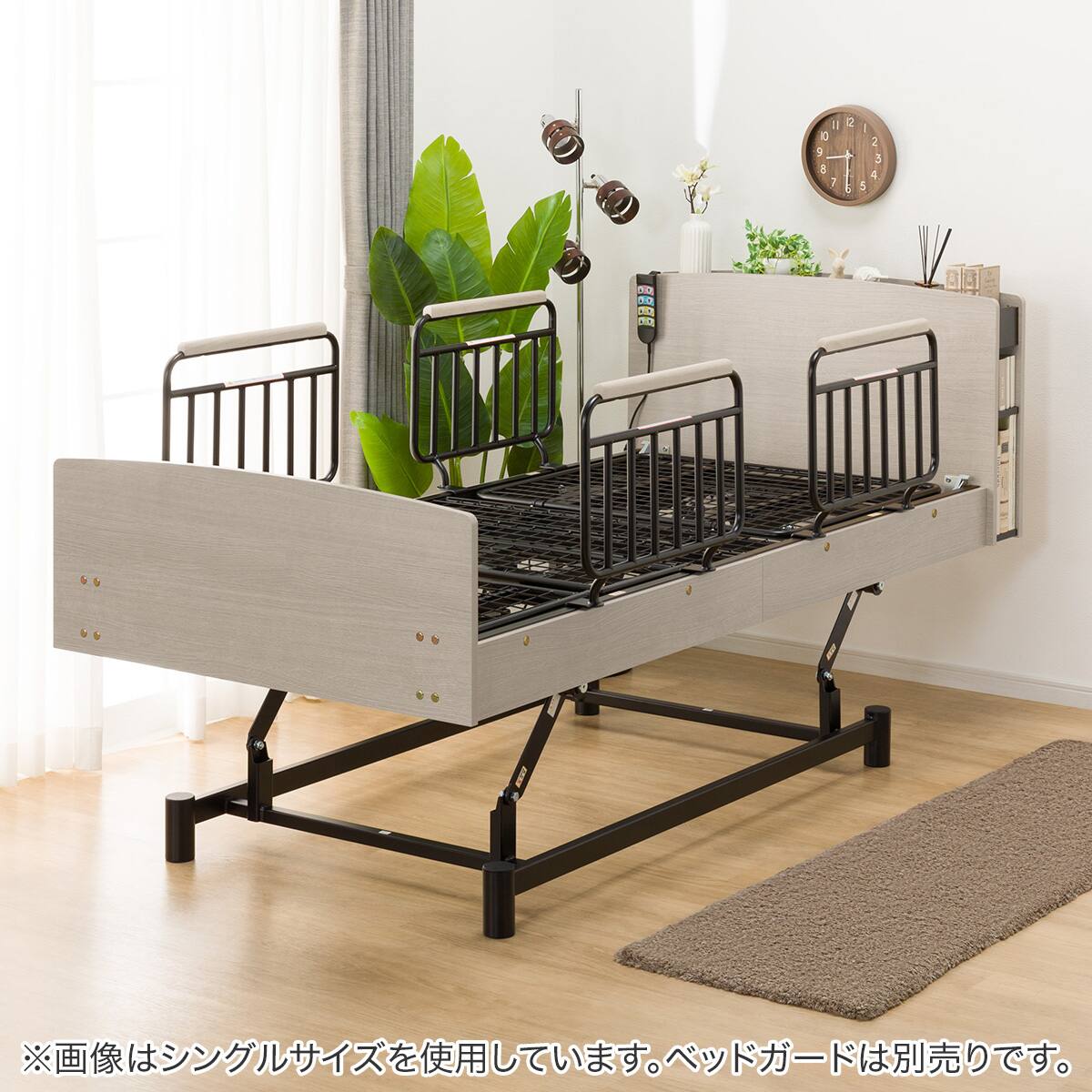 電動ベッドフレーム セミダブル (ライズ3N 3M-C キャビネットタイプ 棚