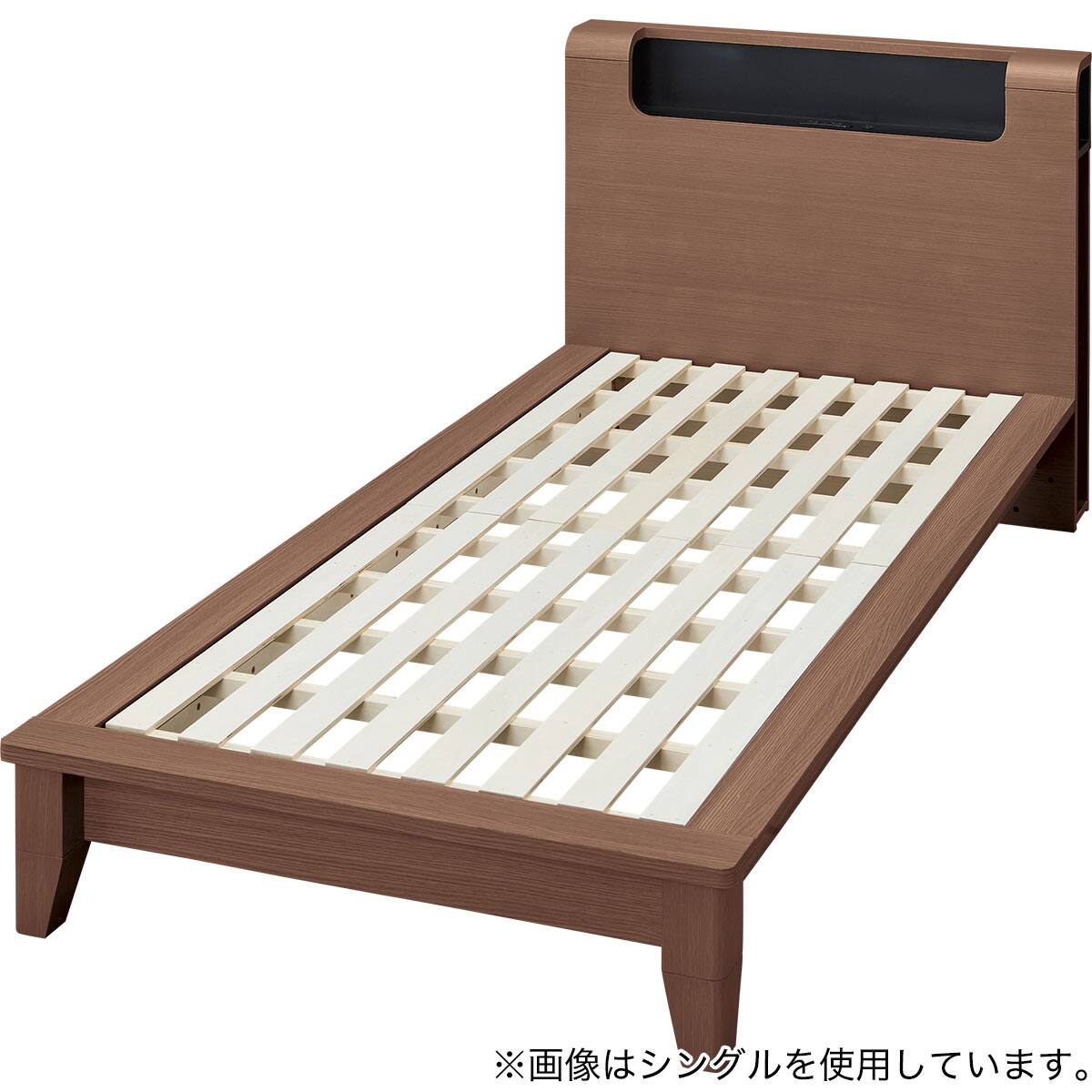 ベッドフレーム シングル (WP512 LEG/LOW 棚・サイド収納・コンセント