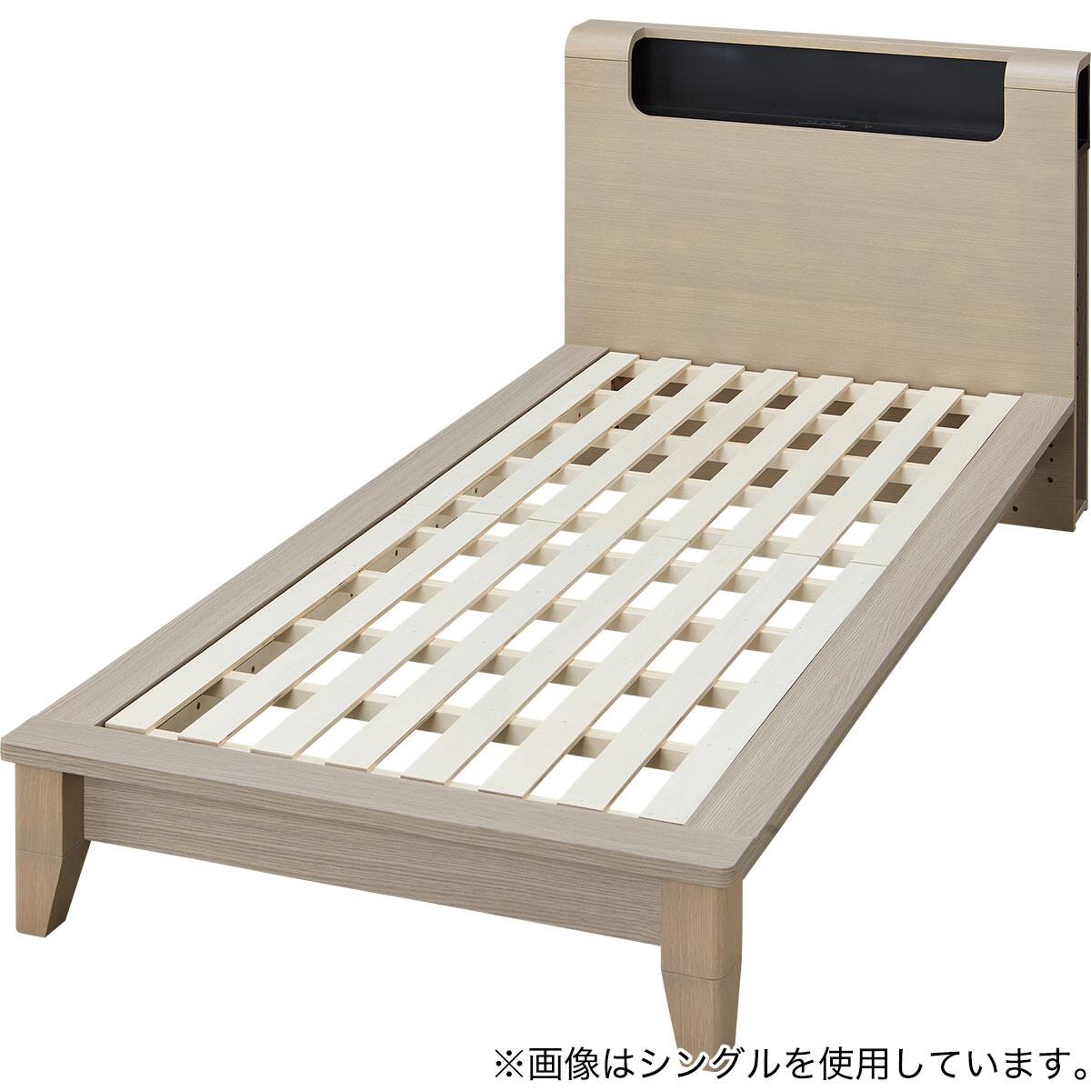 ベッドフレーム セミダブル (WP512 LEG/LOW 棚・サイド収納