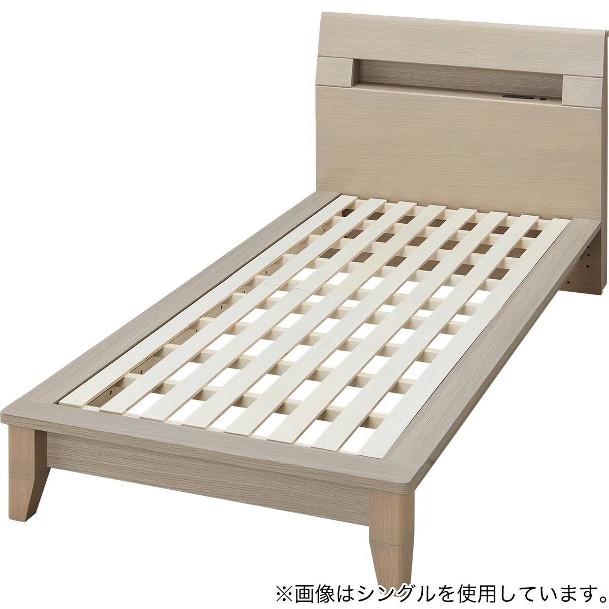 ベッドフレーム シングル (WP512 LEG/LOW 棚・サイド収納・コンセント