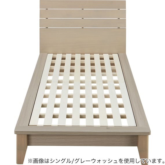 ベッドフレーム シングル (WP511 LEG/LOW 棚・コンセント付き すのこ WW) 2枚目画像