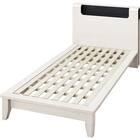 ベッドフレーム シングル (WP512 LEG/LOW 棚・コンセント・ライト付き すのこ WW) 1枚目画像