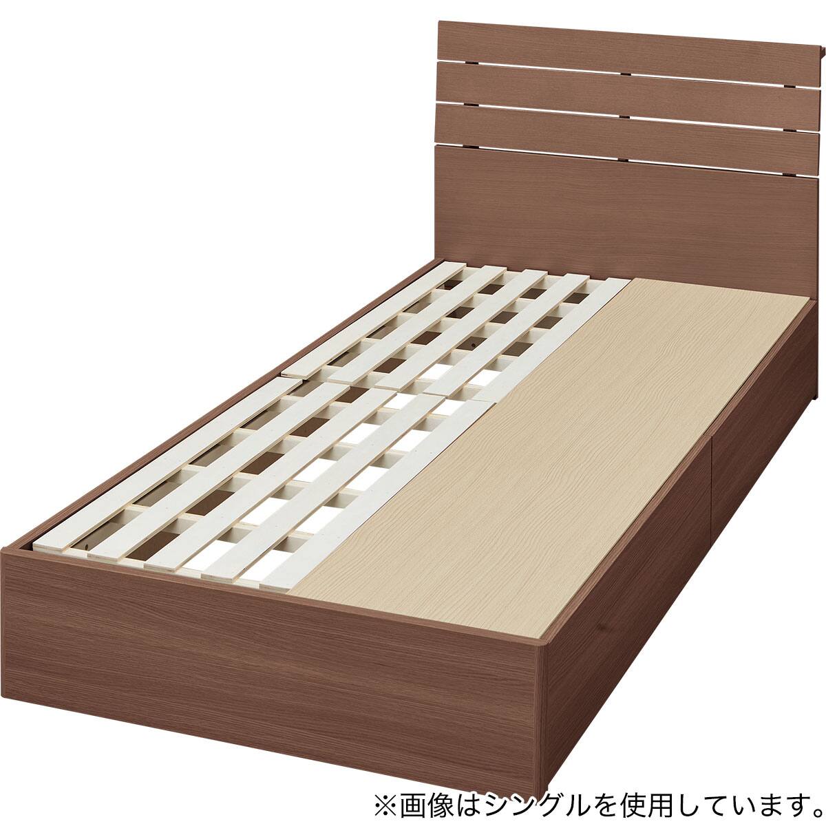 収納付きベッドフレーム シングル (WP513 棚・コンセント・ライト