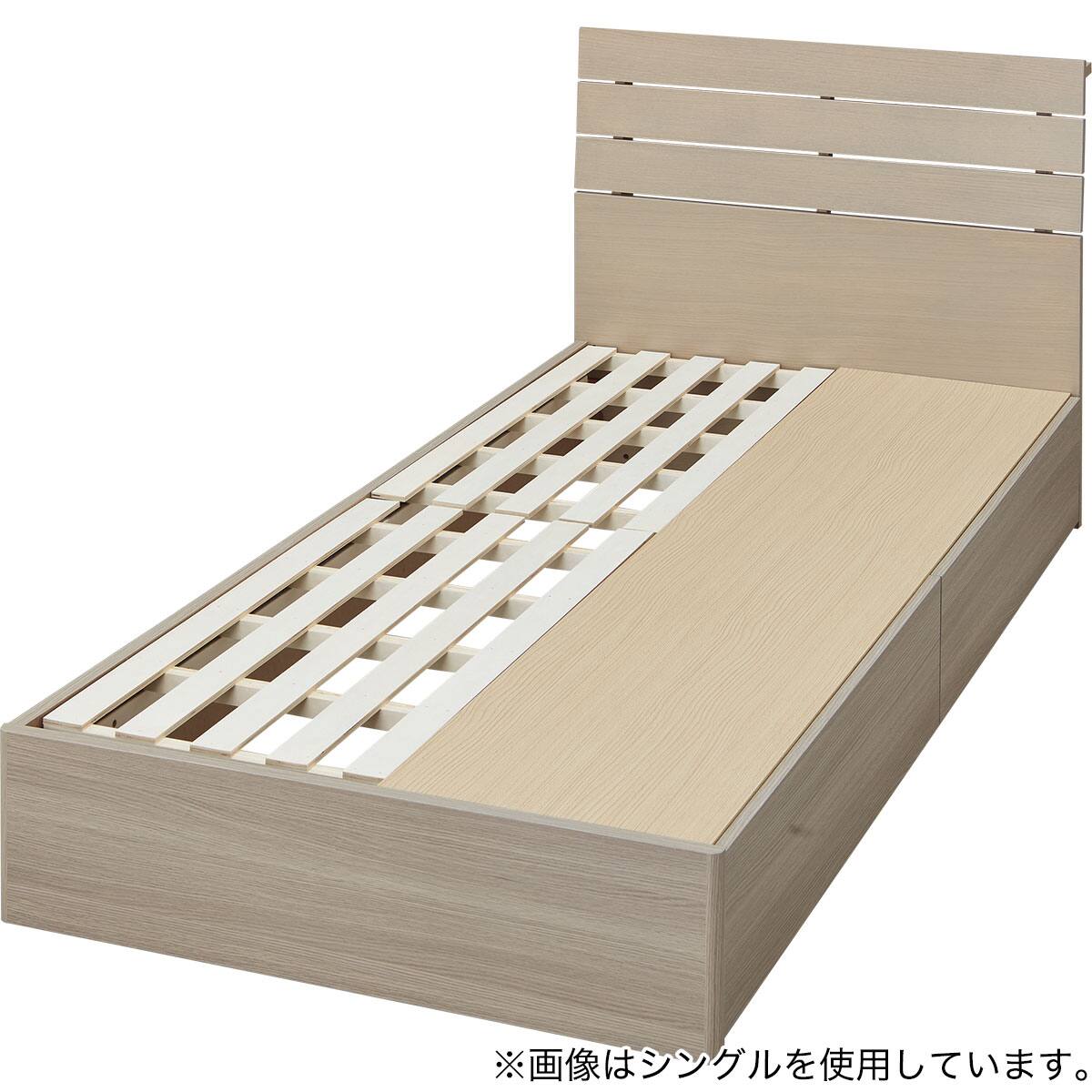 収納付きベッドフレーム シングル (WP511 棚・コンセント・引き出し