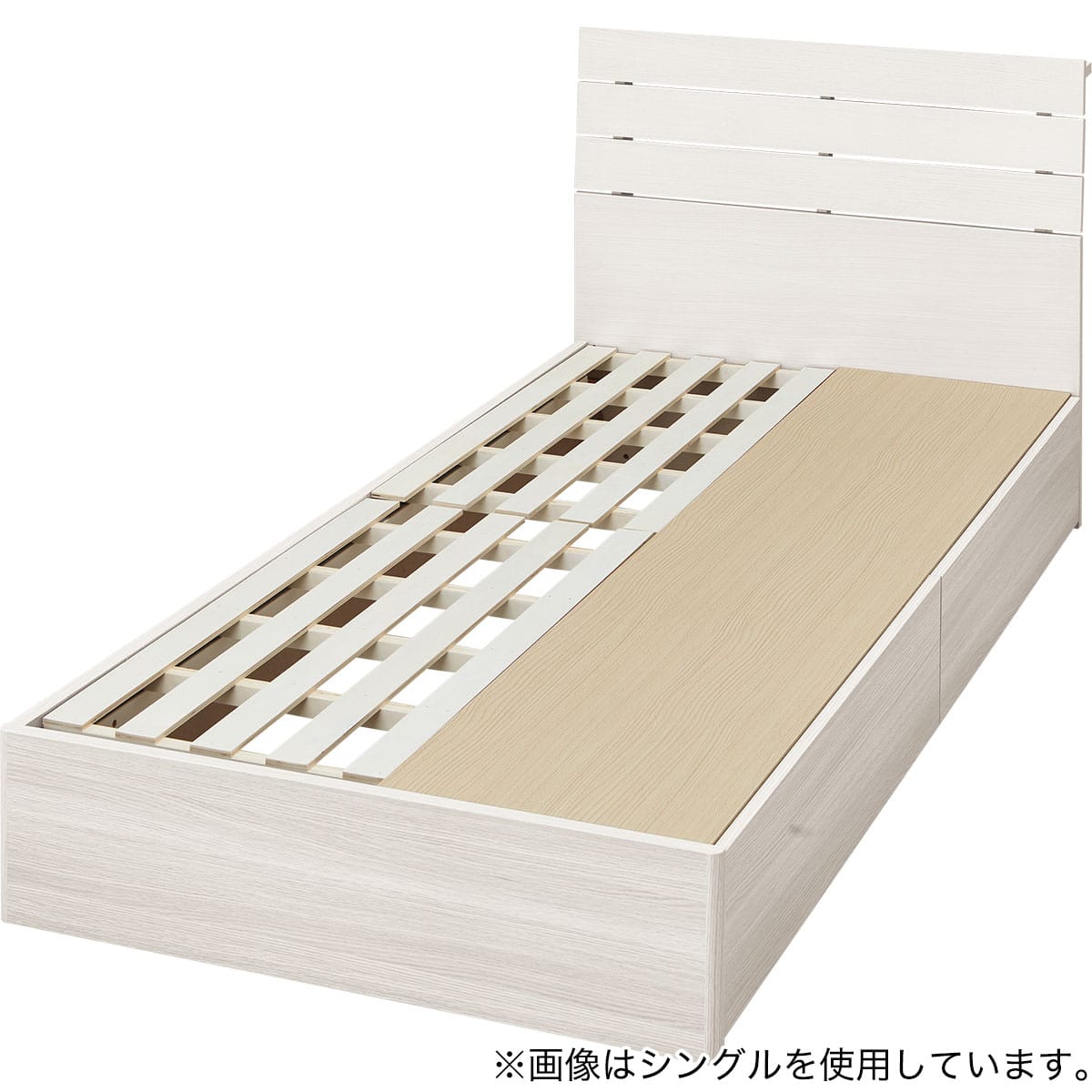 収納付きベッドフレーム クイーン (WP511 棚・コンセント・引き出し