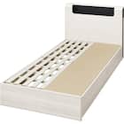 収納付きベッドフレーム シングル (WP512 棚・サイド収納・コンセント・ライト・引き出し付き すのこ WW) 1枚目画像