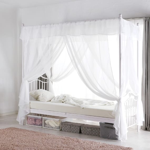 天蓋付きスチールベッド (ALC ホワイト) 1枚目画像