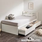 ダブル 棚コンセント付きチェストベッドとマットレスセット (SCL ホワイト / NPR ボンネルコイル) 1枚目画像
