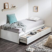 セミダブル ヘッドレスチェストベッドフレーム (MDN ホワイト)