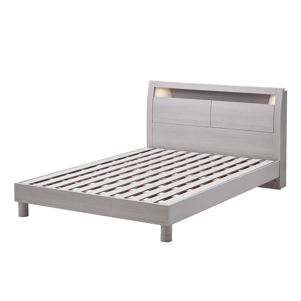すのこベッドフレーム ダブル (KB ST 棚・コンセント・ライト付き 高さ
