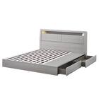 棚・コンセント・照明付きクイーンベッドフレーム(KB GW 引出付き/すのこ) 3枚目画像