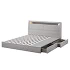 棚・コンセント・照明付きクイーンベッドフレーム(KB GW 引出付き/すのこ) 3枚目画像