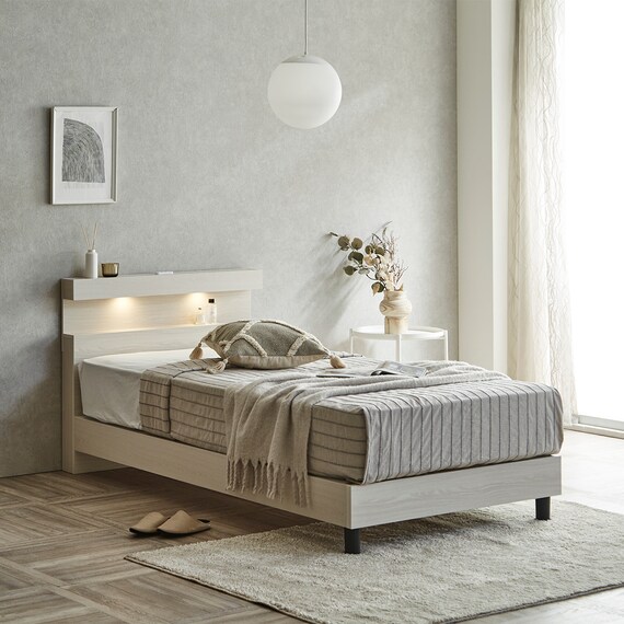 シングル 棚付き すのこベッドフレーム(KC501 ST WW) 1枚目画像