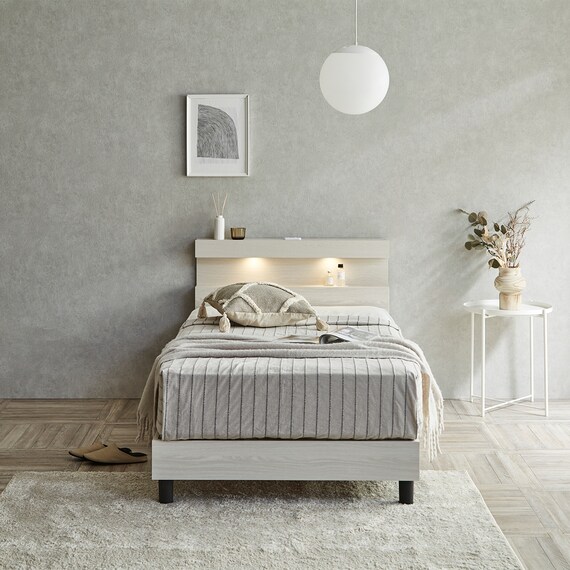 シングル 棚付き すのこベッドフレーム(KC501 ST WW) 2枚目画像