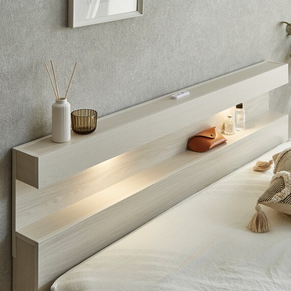 シングル 棚付き すのこベッドフレーム(KC501 ST WW) 3枚目画像