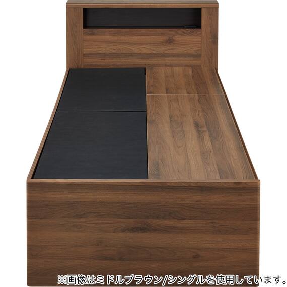 シングル 棚・コンセント・照明付きベッドフレーム(GC501-引出しA GW) 2枚目画像