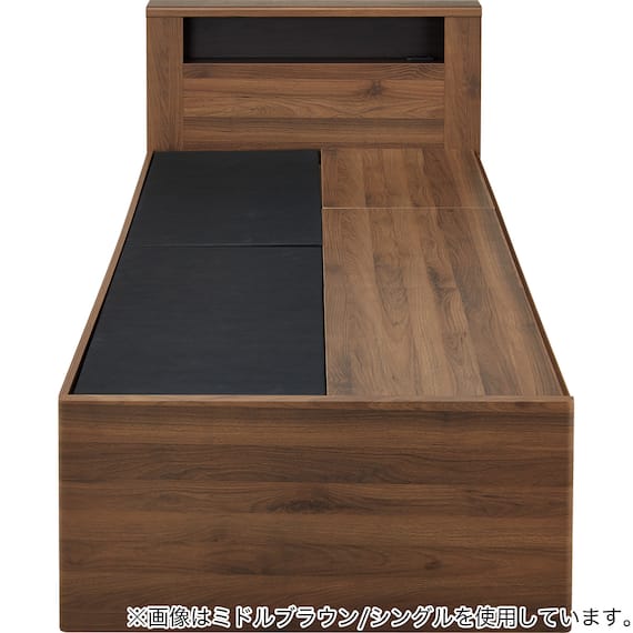 シングル 棚・コンセント・照明付きベッドフレーム(GC501-引出しA GW) 2枚目画像