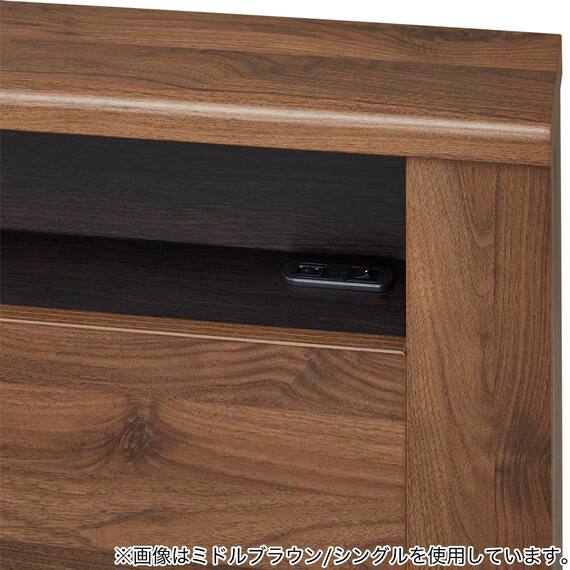 シングル 棚・コンセント・照明付きベッドフレーム(GC501-引出しA GW) 3枚目画像