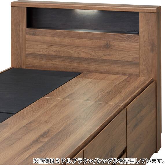 シングル 棚・コンセント・照明付きベッドフレーム(GC501-引出しA GW) 4枚目画像