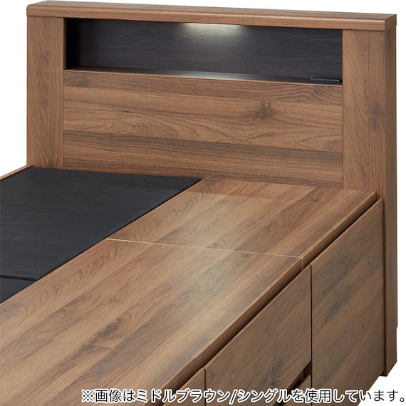シングル 棚・コンセント・照明付きベッドフレーム(GC501-引出しA GW) 4枚目画像