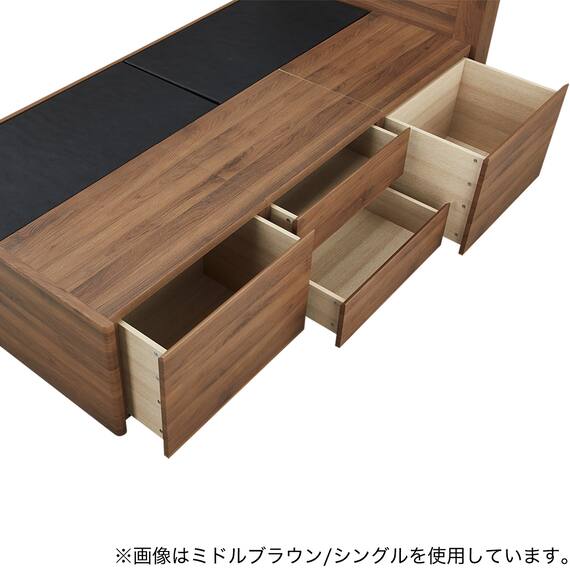 シングル 棚・コンセント・照明付きベッドフレーム(GC501-引出しA GW) 7枚目画像