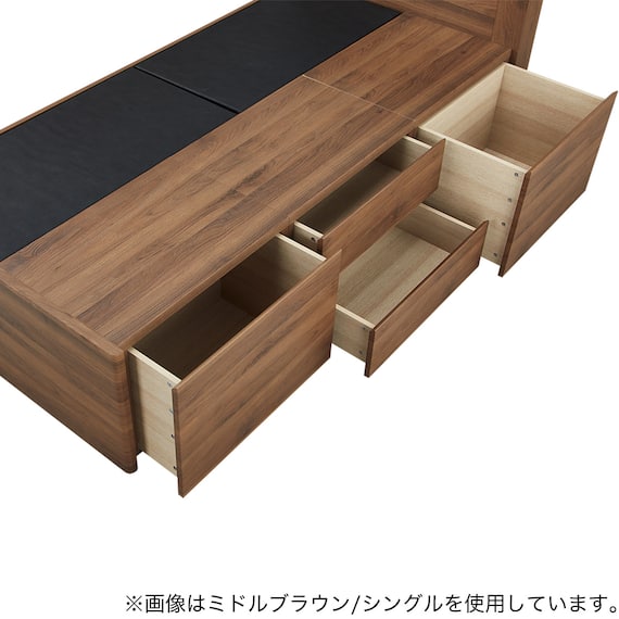 シングル 棚・コンセント・照明付きベッドフレーム(GC501-引出しA GW) 7枚目画像