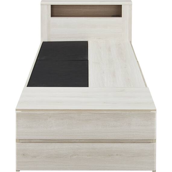 シングル 棚・コンセント・照明付きベッドフレーム(GC501-引出しB GW) 2枚目画像