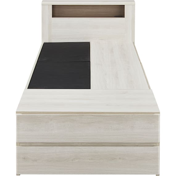 シングル 棚・コンセント・照明付きベッドフレーム(GC501-引出しB GW) 2枚目画像