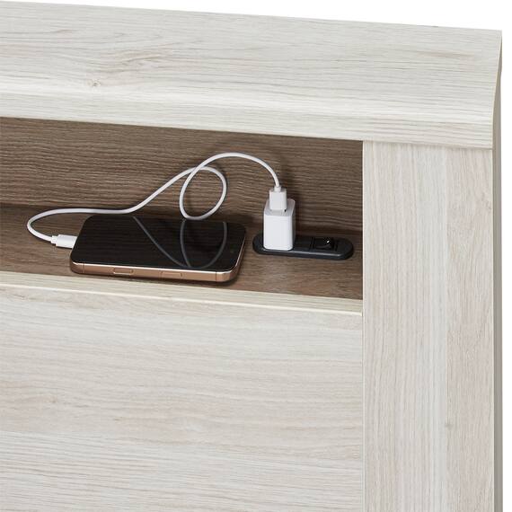 シングル 棚・コンセント・照明付きベッドフレーム(GC501-引出しB GW) 5枚目画像