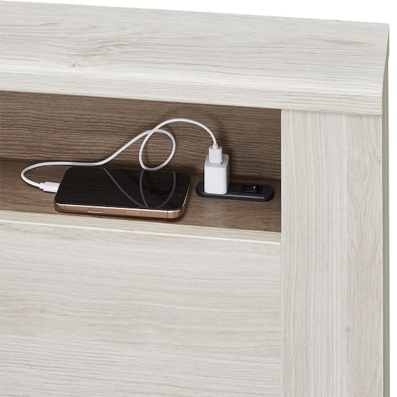 シングル 棚・コンセント・照明付きベッドフレーム(GC501-引出しB GW) 5枚目画像