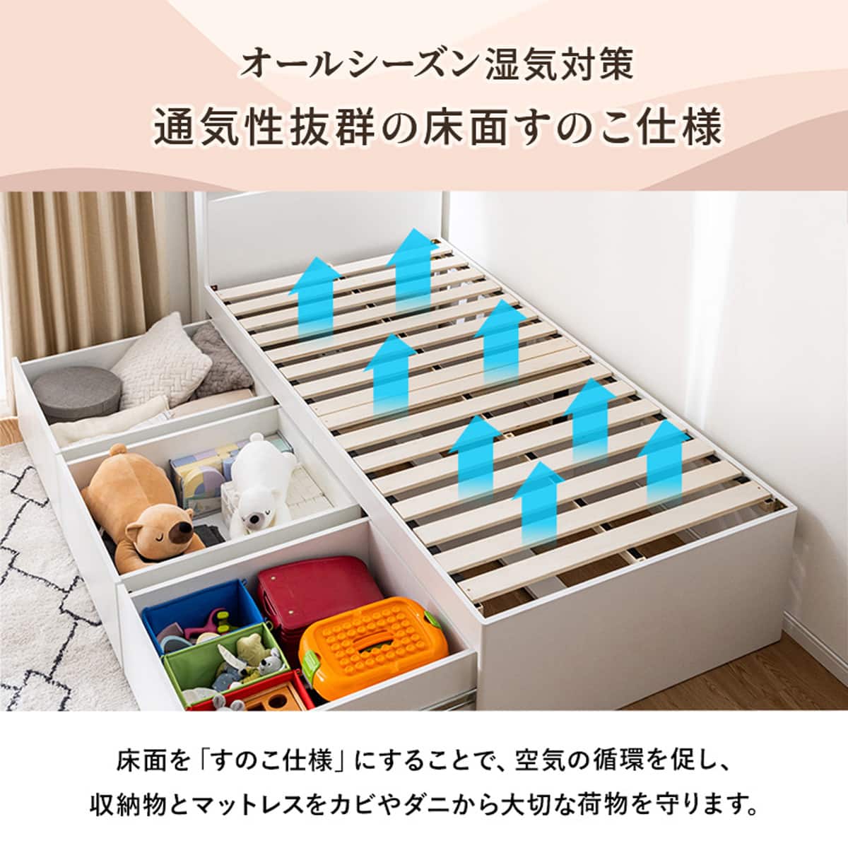 引出し3杯付きチェストベッド(シングル ナチュラル) | ニトリネット