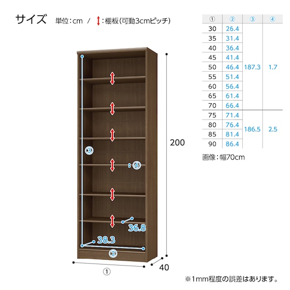 Fフォースター オーダーラック 強化棚 奥行40cm (幅75×高さ200cm PN) 9枚目画像