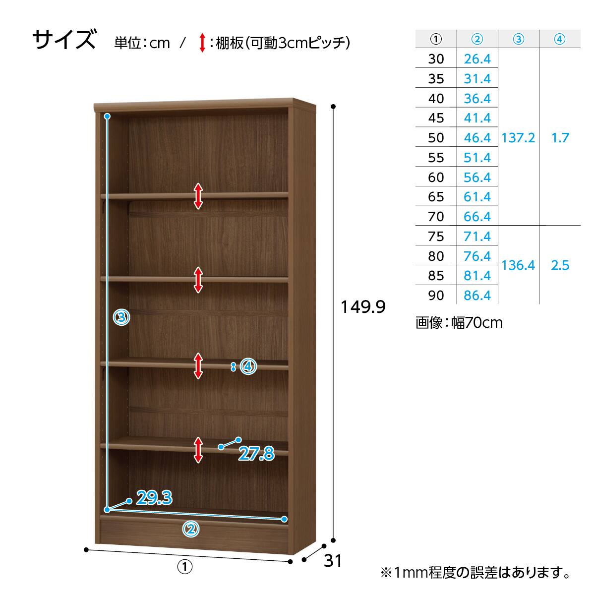 Fフォースター オーダーラック 強化棚 奥行31cm (幅85×高さ149.9cm WWN