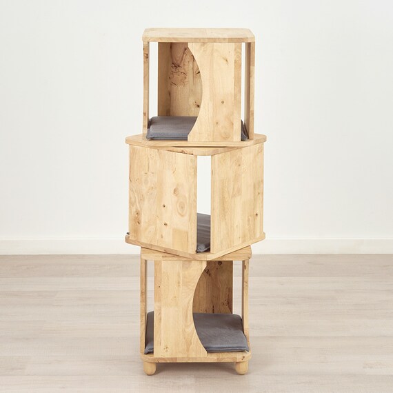 【NATURAL SIGNATURE】天然木 回転3段シェルフ 3枚目画像