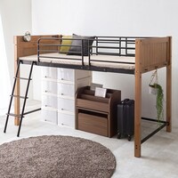 温かみのある天然木ロフトベッド (高さ137cm LBR)