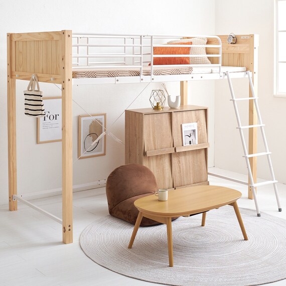 温かみのある天然木ロフトベッド (高さ162cm NA) 1枚目画像